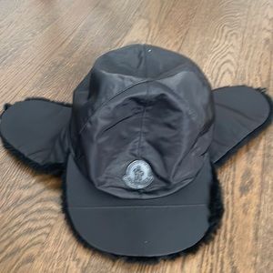 MONCLER Black Winter Shearling Hat